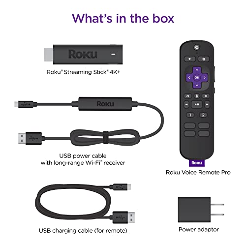 Roku Streaming Stick 4K+ Streaming Device 4K/HDR/Dolby Vision with Roku Voice Remote Pro