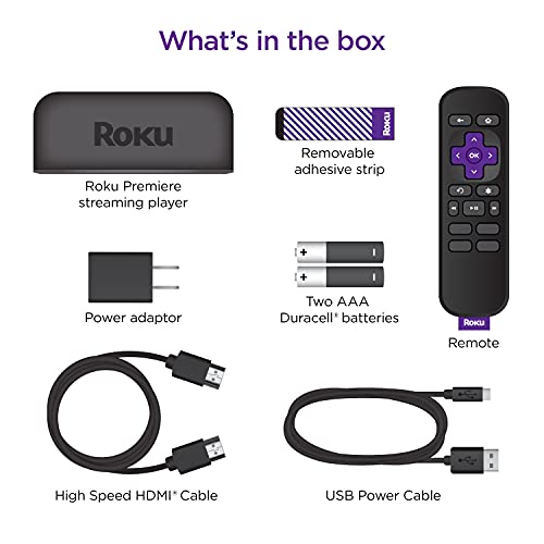 Roku Premiere | HD/4K/HDR Streaming Media Player, Simple Remote and Premium HDMI Cable, Black