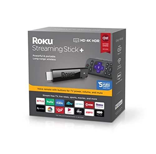 Roku Streaming Stick+ | HD/4K/HDR Streaming Device with Long-range Wireless and Voice Remote with TV Controls (Renewed)