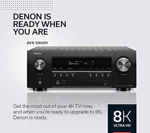 Denon AVR-S960H 8K Ultra HD 7.2 Channel (90Watt X 7) AV Receiver 2020 Model - Built for Gaming, Music Streaming, 3D Audio & Video, Alexa + HEOS, Black (Discontinued by Manufacturer)