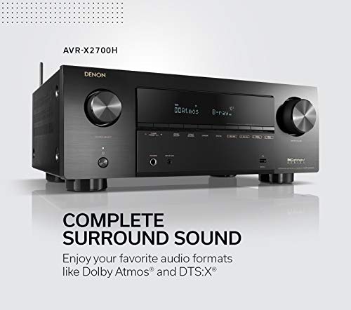 Denon AVR-X2700H 8K Ultra HD 7.2 Channel (95 Watt X 7) AV Receiver 2020 Model - Built for Gaming, Music Streaming, 3D Audio & Video, Alexa + HEOS