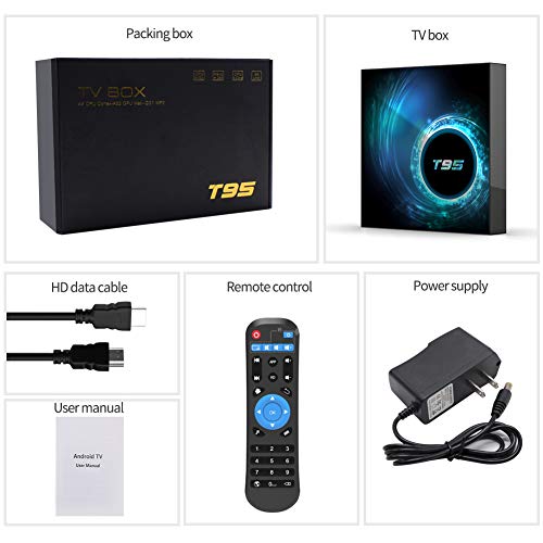 T95 Android 10.0 TV Box, YAGALA Android Box with Allwinner H616 Quad-Core 64bit ARM Corter-A53 CPU Mali G31 MP2 GPU 2GB RAM 16GB ROM 6K 4K Output 2.4GHz+5GHz WiFi 100M LAN Enternet BT5.0