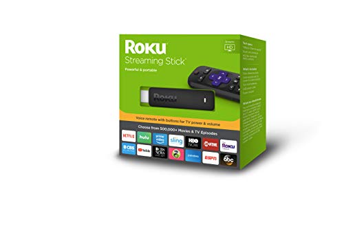 Roku Streaming Stick | Portable; Power-Packed Streaming Device with Voice Remote with Buttons for TV Power and Volume (2018)