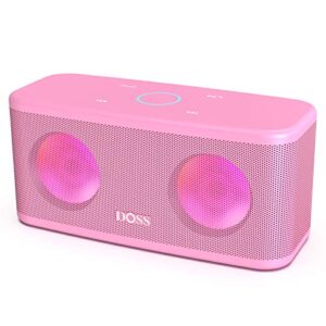 doss soundbox plus portable wireless bluetooth speaker with hd sound and deep bass, wireless stereo pairing, built-in mic, 20h playtime, portable wireless speaker for home, outdoor, travel-pink