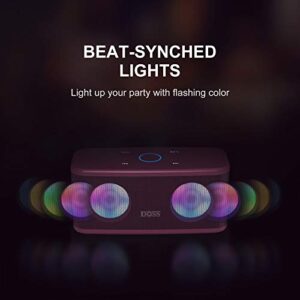 DOSS SoundBox Plus Portable Wireless Bluetooth Speaker with HD Sound and Deep Bass, Wireless Stereo Pairing, Built-in Mic, 20H Playtime, Portable Wireless Speaker for Home, Outdoor, Travel-Pink
