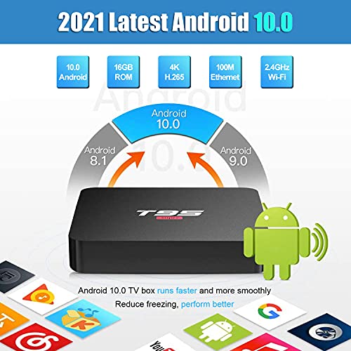 Android TV Box 10.0, T95 Super Android TV Box 2GB RAM 16GB ROM Quad-Core Media Player, Support 2.4GHz WiFi 4K H.265 3D USB 2.0, Smart TV Box Android Box for TV