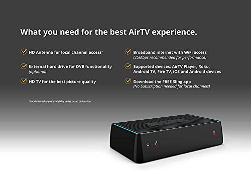 Sling Media AirTV | Dual-tuner Local Channel Streamer for TVs and Mobile Devices | DVR Capable | Built for Sling TV