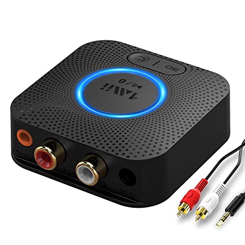 [2022] 1Mii Bluetooth 5.0 Music Receiver, HiFi Wireless Audio Adapter, Bluetooth Receiver with 3D Surround aptX Low Latency for Home Stereo System 12hrs Playtime