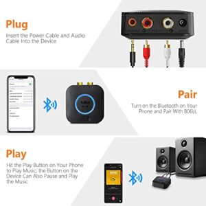 [2022] 1Mii Bluetooth 5.0 Music Receiver, HiFi Wireless Audio Adapter, Bluetooth Receiver with 3D Surround aptX Low Latency for Home Stereo System 12hrs Playtime