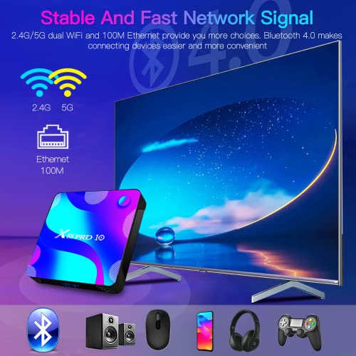 Android TV Box 11.0, Android Box Quad Core RK3318 CPU 2GB 16GB Supports 2.4G+5G Dual Wi-Fi/ 100M Ethernet/ BT 4.0/ USB 3.0/3D 4K Ultra HD H.265 Decoding Smart TV Box Android Media Player