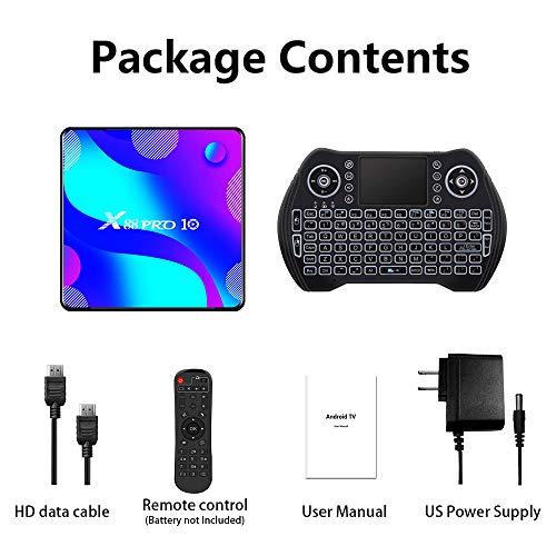 Android TV Box 11.0, Smart TV Box RK3318 2GB 16GB Support 2.4G 5.8G WiFi Bluetooth 4.1 with Mini Backlit Keyboard Ethernet LAN 3D 4K Video Android Box Set Top TV Box