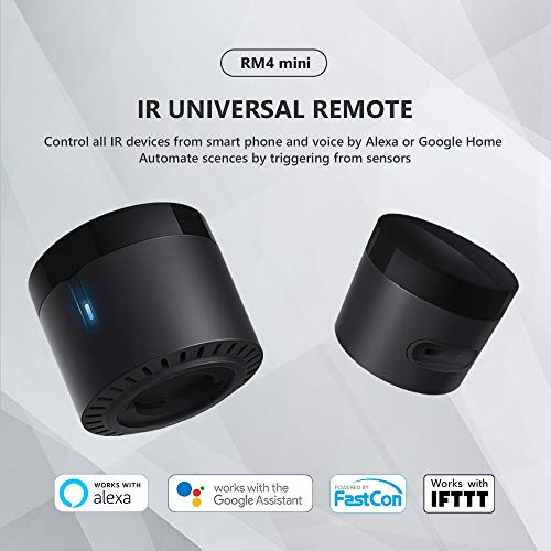 BroadLink RM4 Mini IR Universal Remote Control, Smart Home Automation Wi-Fi Infrared Blaster for TV Air Conditioner STB Audio, Works with Alexa, Google Home, IFTTT