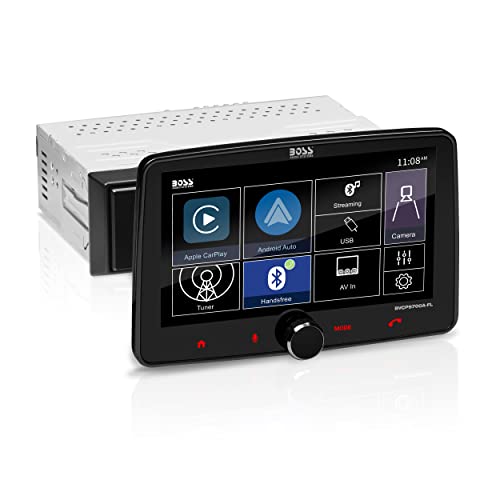 BOSS Audio Systems BVCP9700A-FL Car Audio Stereo System - Apple CarPlay, Android Auto, 7 Inch Single Din, Capacitive Touchscreen, Bluetooth Audio and Calling Head Unit, Radio Receiver, No CD Player