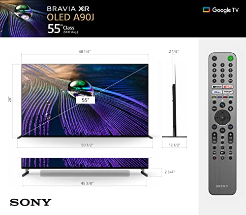 Sony A90J 55 Inch TV: BRAVIA XR OLED 4K Ultra HD Smart Google TV with Dolby Vision HDR and Alexa Compatibility XR55A90J- 2021 Model