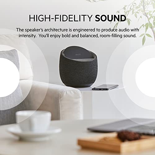 Belkin SOUNDFORM Elite Hi-Fi Smart Speaker + Wireless Charger (Alexa Voice-Controlled Bluetooth Speaker) Sound Technology By Devialet, Fast Wireless Charging for iPhone, Samsung Galaxy & More - Black
