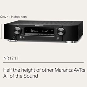 Marantz NR1711 8K Slim 7.2 Channel Ultra HD AV Receiver (2020 Model) – Wi-Fi, Bluetooth, HEOS Built-in, Alexa & Smart Home Automation - 8K Videos & Multi-Room Streaming