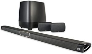 polk audio magnifi max sr home theater surround sound bar, works with 4k & hd tvs, hdmi, optical cables, wireless subwoofer & two speakers included (discontinued by manufacturer)