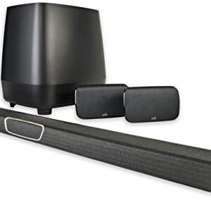 Polk Audio MagniFi Max SR Home Theater Surround Sound Bar, Works with 4K & HD TVs, HDMI, Optical Cables, Wireless Subwoofer & Two Speakers Included (Discontinued by Manufacturer)