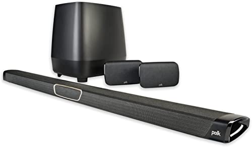 Polk Audio MagniFi Max SR Home Theater Surround Sound Bar, Works with 4K & HD TVs, HDMI, Optical Cables, Wireless Subwoofer & Two Speakers Included (Discontinued by Manufacturer)