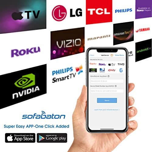 U1 Universal Remote with Mobile APP, Sofabaton All-in-One Universal Remote Control (for up to 15 Blutooth&IR Devices), Super Easy Set-Up with TV/DVD/Roku/Nvidia Shield Blu-ray Streaming Players etc