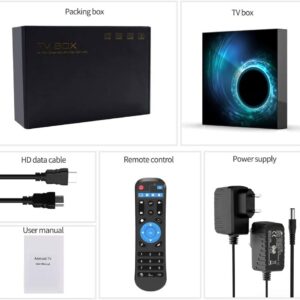 Android 10.0 TV Box, Android Box 4GB RAM 64GB ROM H616 Quad-Core 64-bit 2.4G/5G Dual WiFi 10/100M Ethernet, Support H.265/3D/6K Ultra HD/BT 5.0/HDMI 2.0 Smart TV Box