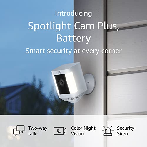 Introducing Ring Spotlight Cam Plus, Battery | Two-Way Talk, Color Night Vision, and Security Siren (2022 release) - White