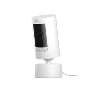 ring stick up cam plug-in with pan-tilt, white (power adapter and camera included)