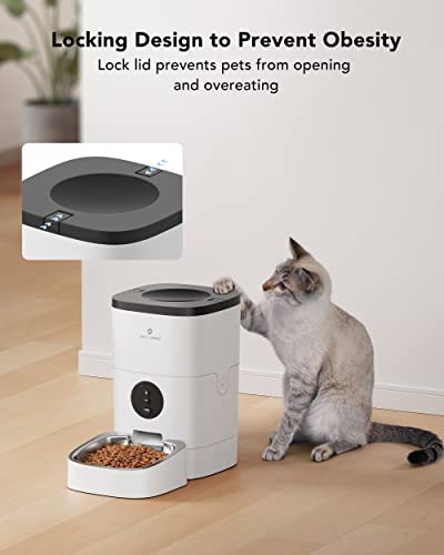 PETLIBRO Automatic Cat Feeders, Cat Food Dispenser with Customize Feeding Schedule, WiFi Timed Cat Feeder with Interactive Voice Recorder, Automatic Pet Feeder for Cat Dog 1-4 Meals Dry Food 4L