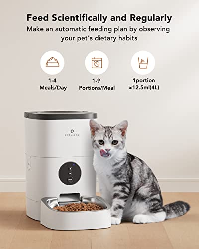 PETLIBRO Automatic Cat Feeders, Cat Food Dispenser with Customize Feeding Schedule, WiFi Timed Cat Feeder with Interactive Voice Recorder, Automatic Pet Feeder for Cat Dog 1-4 Meals Dry Food 4L