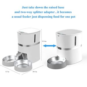 Automatic Cat Feeder, Smart Pet Food Dispenser with APP Control ,WiFi Enabled Automatic Feeder for Dogs, Cats & Small Pets, Double Stainless Steel Bowls,6 Meals Portion Control and Voice Recording