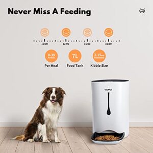 WOPET Automatic Pet Feeder Food Dispenser for Cats and Dogs–Features: Distribution Alarms,Portion Control,Voice Recorder, & Programmable Timer for up to 4 Meals per Day