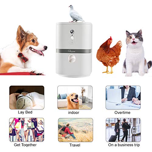 SKYMEE Petalk AI II Dog Camera Automatic Treat Dispenser, WiFi Full HD Pet Camera with 180° Pan Full-Room View,Night Vision,Two Way Audio for Dogs and Cats,Compatible with Alexa (2.4G WiFi Only)