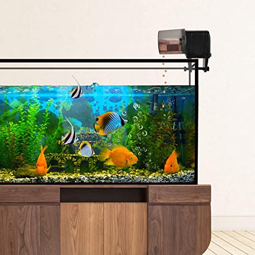 [Upgrade] WiFi Control Automatic Fish Feeder with APP Lychee Aquarium Automatic Fish Feeder, WiFi Control Auto Fish Food Dispenser for Home Office (Black)