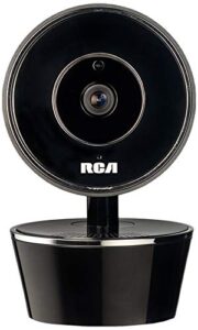 rca pet camera for dog & cat parents – wifi pet security camera with hd video, 2 way audio, night vision, motion & sound alerts & phone app to monitor & talk to your pets, white, small