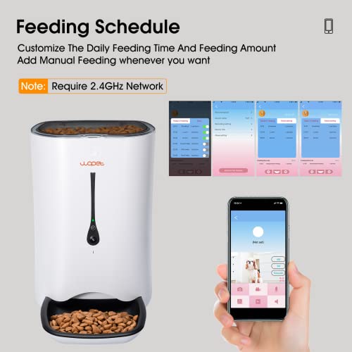 WOPET Automatic Cat Feeder with Camera,7L App Control Smart Feeder Cat Dog Food Dispenser,6-Meal Auto Pet Feeder with Timer Programmable,HD Camera for Voice and Video Recording