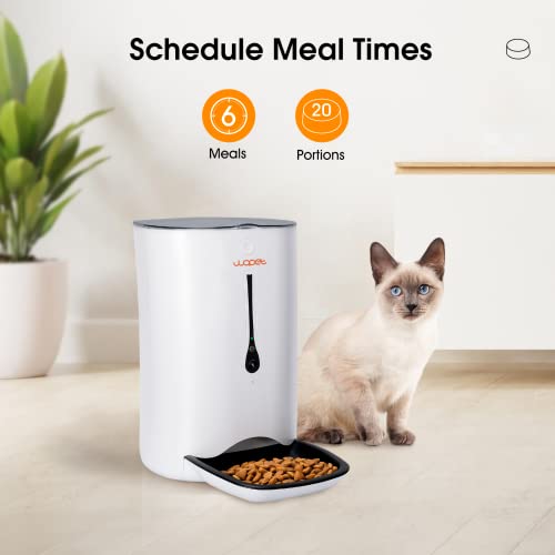 WOPET Automatic Cat Feeder with Camera,7L App Control Smart Feeder Cat Dog Food Dispenser,6-Meal Auto Pet Feeder with Timer Programmable,HD Camera for Voice and Video Recording