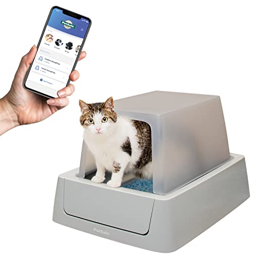 PetSafe ScoopFree Smart Self-Cleaning Cat Litter Box - WiFi & App Enabled - Hands-Free Cleanup With Disposable Crystal Trays - Less Tracking, Superior Odor Control - Includes Disposable Tray and Hood