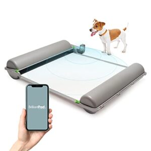 brilliantpad smart wifi enabled indoor dog potty, self-cleaning machine for puppies & small dogs, apple & android compatible app, automatic advancing training pad roll included