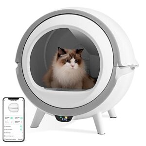 self-cleaning cat litter box, frapow no scooping automatic cat litter box safety protection extra large cabin weight sensor app control timer smart cat litter box washable cleaning cabin
