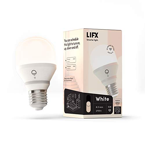 LIFX L3A19LW06E26CA White, A19 Wi-Fi Smart LED Light Bulb, Warm, Dimmable, No Bridge Required, Works with Amazon Alexa, Hey Google, Apple HomeKit