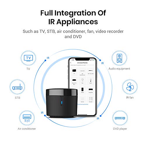 Broadlink RM4 Mini Smart Remote - IR Blaster Hub for Smart Home Automation, Infrared TV Air Conditioner Remote Replacement Compatible with Alexa, Google Assistant, IFTTT