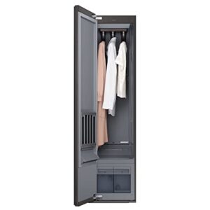 SAMSUNG 18" AirDresser 3 Hanger Clothing Care System w/ Steam Refresh, Sanitizer, Air Dresser Cabinet Steamer for Clothes, Garments, Relaxes Wrinkles DF60A8500CG/A1, Crystal Mirror