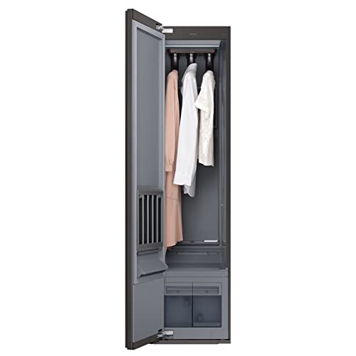 SAMSUNG 18" AirDresser 3 Hanger Clothing Care System w/ Steam Refresh, Sanitizer, Air Dresser Cabinet Steamer for Clothes, Garments, Relaxes Wrinkles DF60A8500CG/A1, Crystal Mirror