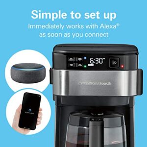 Hamilton Beach Works with Alexa Smart Coffee Maker, Programmable, 12 Cup Capacity, Black and Stainless Steel (49350) – A Certified for Humans Device