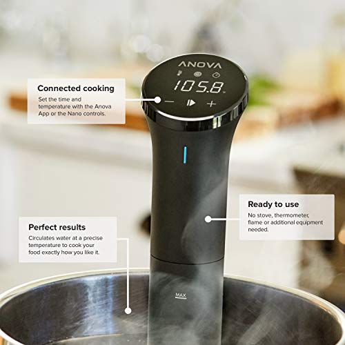 Anova Culinary AN400-US00 Nano Sous Vide Precision Cooker, 12.8" x 2.2" x 4.1", Black