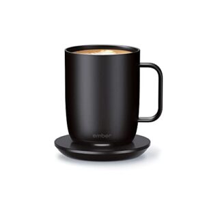 ember temperature control smart mug 2, 10 oz, black, 1.5-hr battery life – app controlled heated coffee mug – improved design