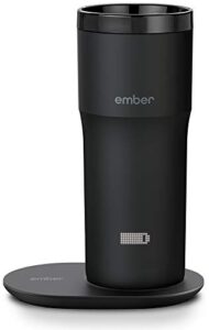 ember temperature control travel mug 2, 12 oz, black, 3-hr battery life – app controlled heated coffee travel mug – improved design