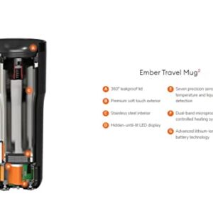 Ember Temperature Control Travel Mug 2, 12 oz, Black, 3-hr Battery Life - App Controlled Heated Coffee Travel Mug - Improved Design
