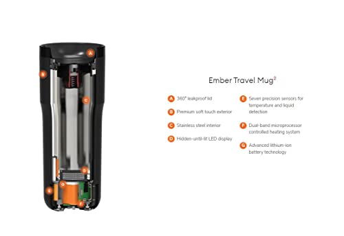 Ember Temperature Control Travel Mug 2, 12 oz, Black, 3-hr Battery Life - App Controlled Heated Coffee Travel Mug - Improved Design