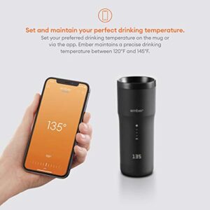 Ember Temperature Control Travel Mug 2, 12 oz, Black, 3-hr Battery Life - App Controlled Heated Coffee Travel Mug - Improved Design